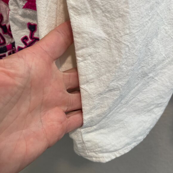 Free People Linen Cotton Bohemian Embroidered Balloon Sleeve Cropped Jacket M - Picture 6 of 8